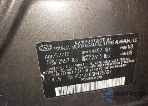 2016 Hyundai Sonata Limited из США, поврежденный, VIN 5NPE34AF6GH425307